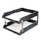 Dacasso Classic Black Leather Double Letter Trays with Silver Posts AG-1022 - alternate 1